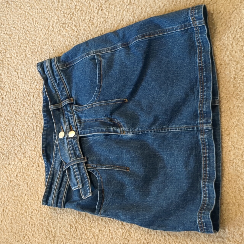 Asymmetrical Denim Mini Skirt